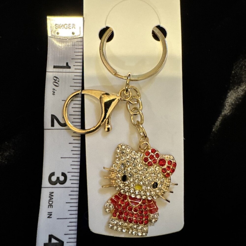 Kitty Bag Keychain Cute Hello Kitty Rhinestone Bag Charm Rhinestone Keyring New